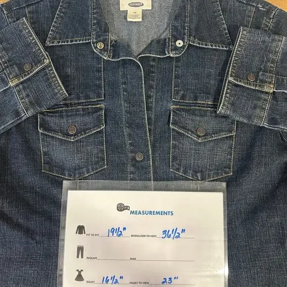 Vintage OLD NAVY Sz 12 Y2K Jean Dress Snap Front Brest Pockets Spandex Denim - Picture 8 of 8